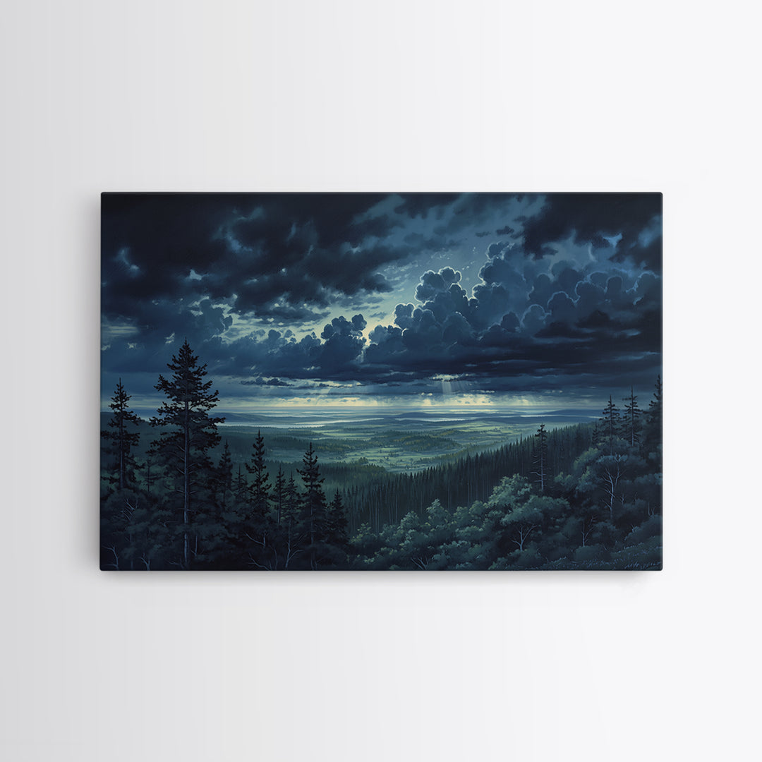 Moody Forest Clearing Canvas Print, General Fine Art, Wall Hanging, Living Room Decor, Oil Painting, Statement Artwork, GEN-3x2-12
