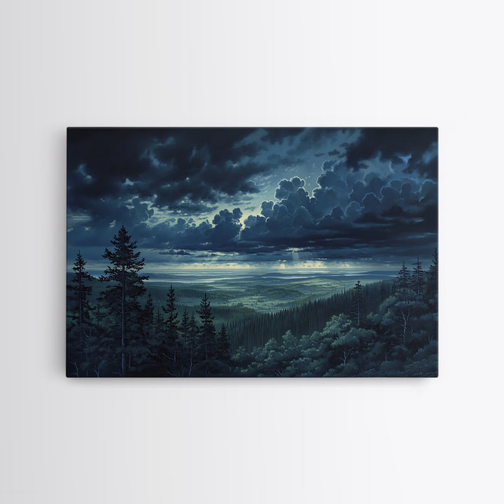 Moody Forest Clearing Canvas Print, General Fine Art, Wall Hanging, Living Room Decor, Oil Painting, Statement Artwork, GEN-3x2-12