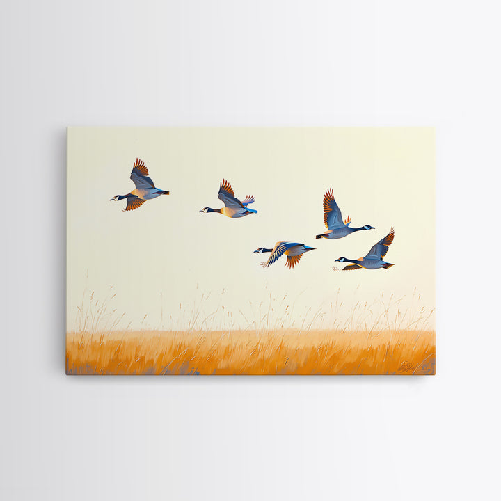 Minimal Birds in Flight over an Open Framed Canvas Print, General Fine Art, Art Prints, Living Room Decor, Fine Art, GEN-3x2-2