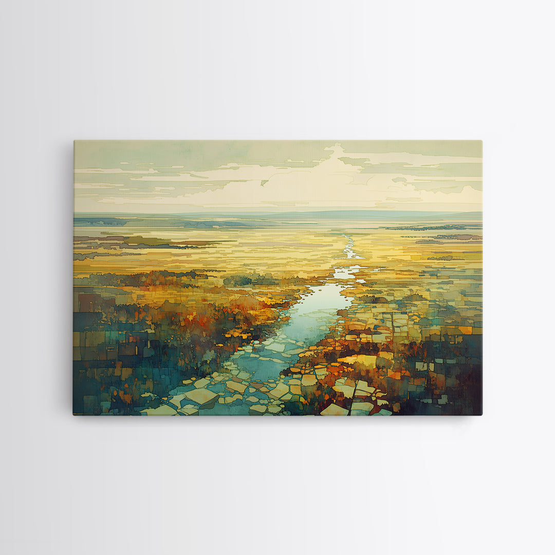 Quiet Abstract River Shape Canvas Print, General Fine Art, Canvas, Living Room Decor, Abstract Art, Canvas Art, GEN-3x2-4