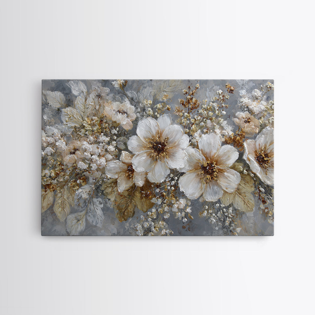 Botanical Silhouette Series Canvas Print, General Fine Art, Neutral Decor, Living Room Decor, Oil Painting, Home Decor, GEN-3x2-49