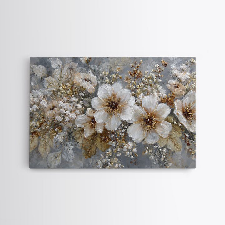 Botanical Silhouette Series Canvas Print, General Fine Art, Neutral Decor, Living Room Decor, Oil Painting, Home Decor, GEN-3x2-49
