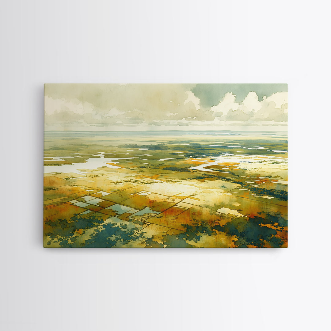 Quiet Abstract Landscape Framed Canvas Print, General Fine Art, Abstract Art, Living Room Decor, Oil Painting, GEN-3x2-5