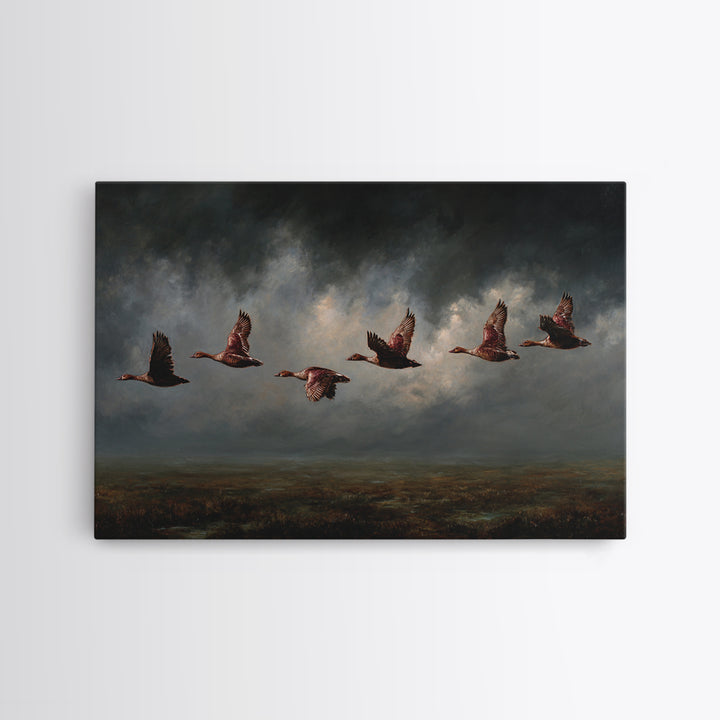 Minimal Birds in Flight over an Open Framed Canvas Print, General Fine Art, Art Deco, Living Room Decor, Oil Painting, GEN-3x2-50