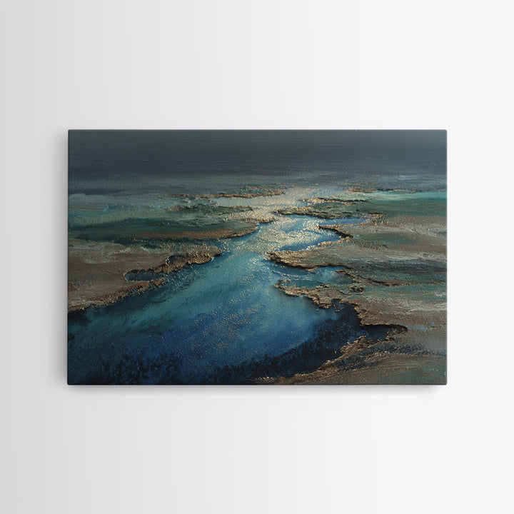 Quiet Abstract River Shape Canvas Print, General Fine Art, Canvas Wall Art, Living Room Decor, Fine Art, Textured Painting, GEN-3x2-52