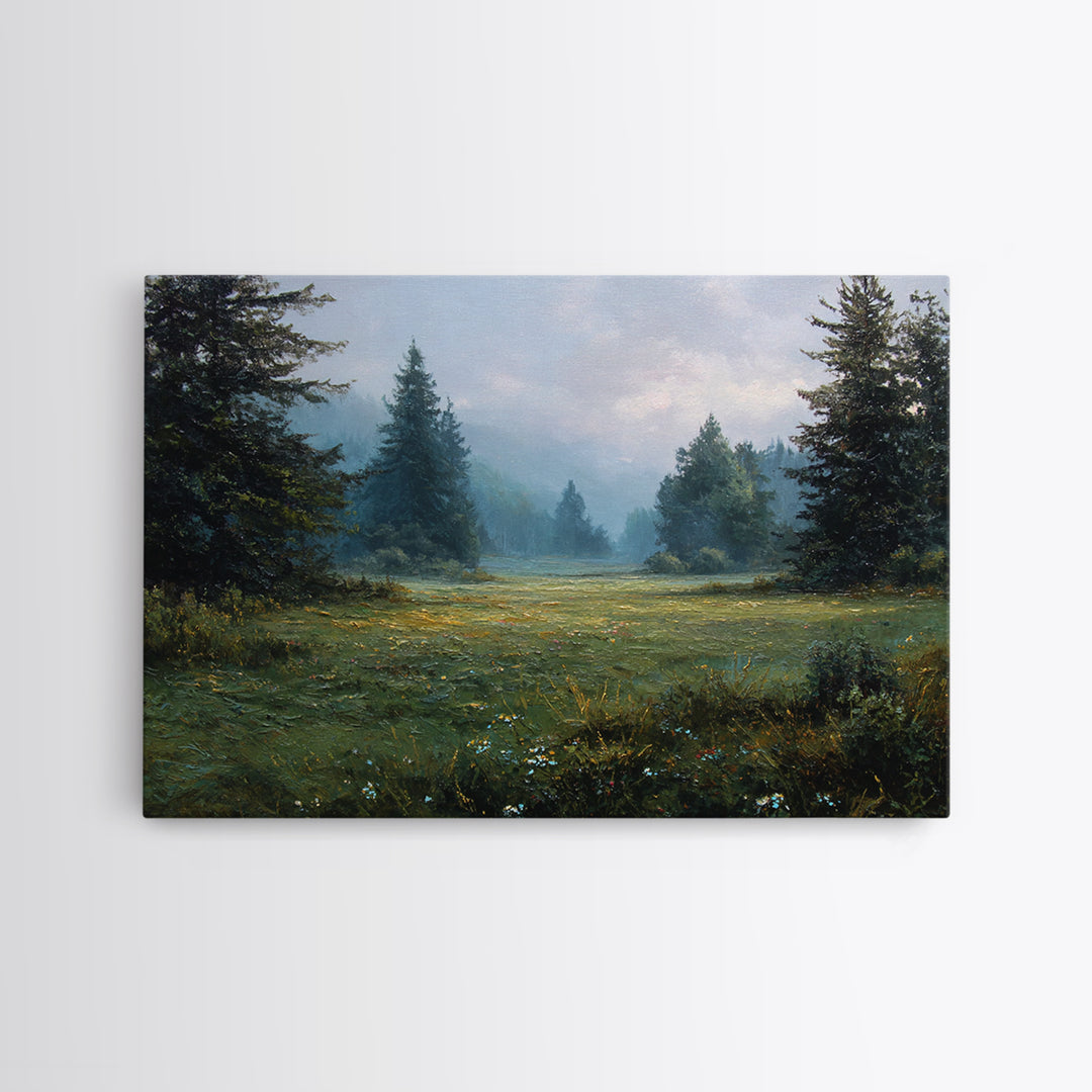 Sunlit Meadow with Loose Impressionist Brushwork Canvas Print, General Fine Art, Digital Wall Art, Living Room Decor, Fine Art, GEN-3x2-66