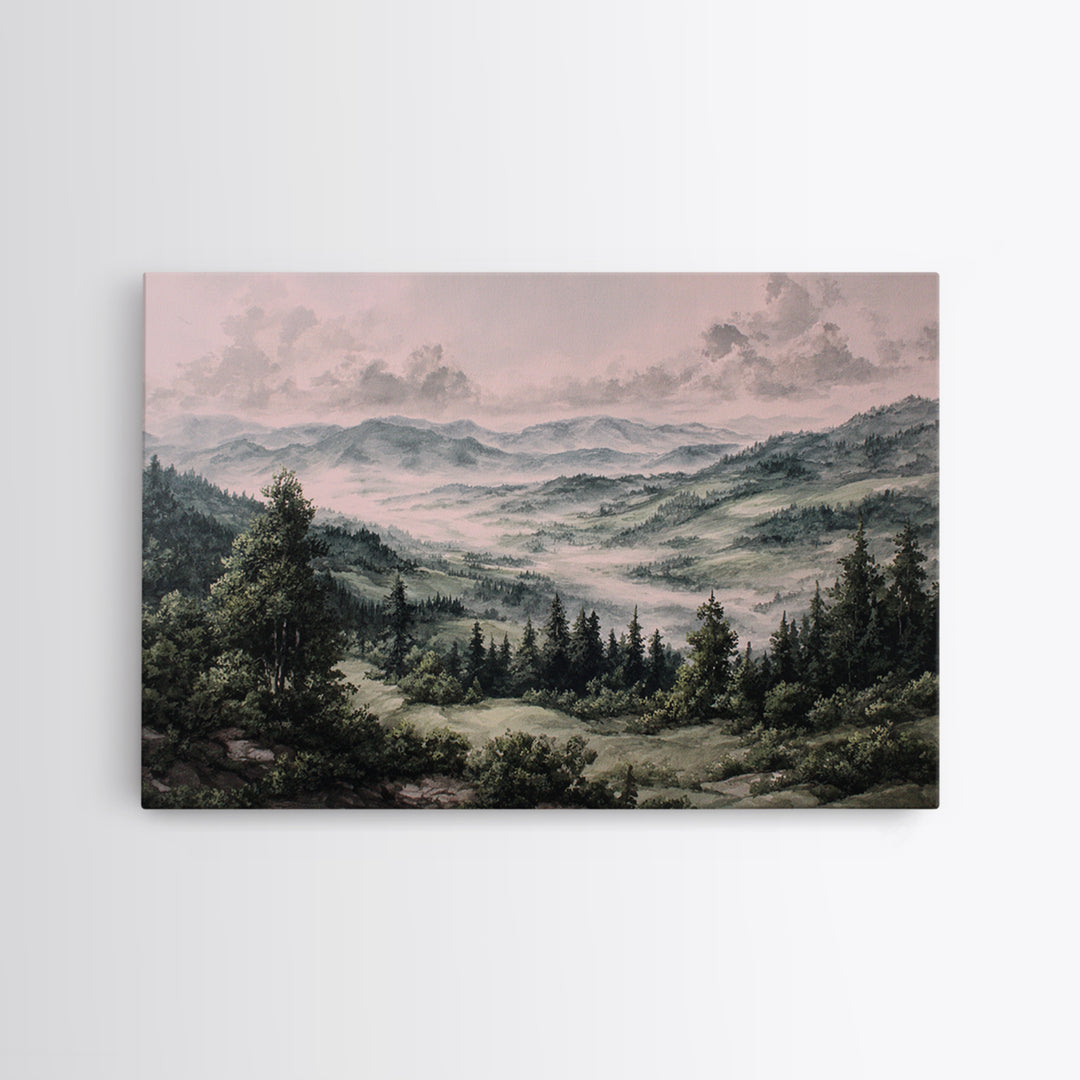Elegant Ink Wash Landscape Canvas Print, General Fine Art, Contemporary Art, Living Room Decor, Fine Art, Digital Art, GEN-3x2-72