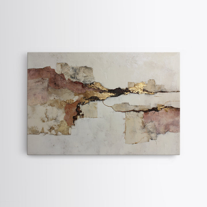 Earthy Plaster Texture Abstract Framed Canvas Print, General Fine Art, Canvas, Living Room Decor, Abstract Art, GEN-3x2-91