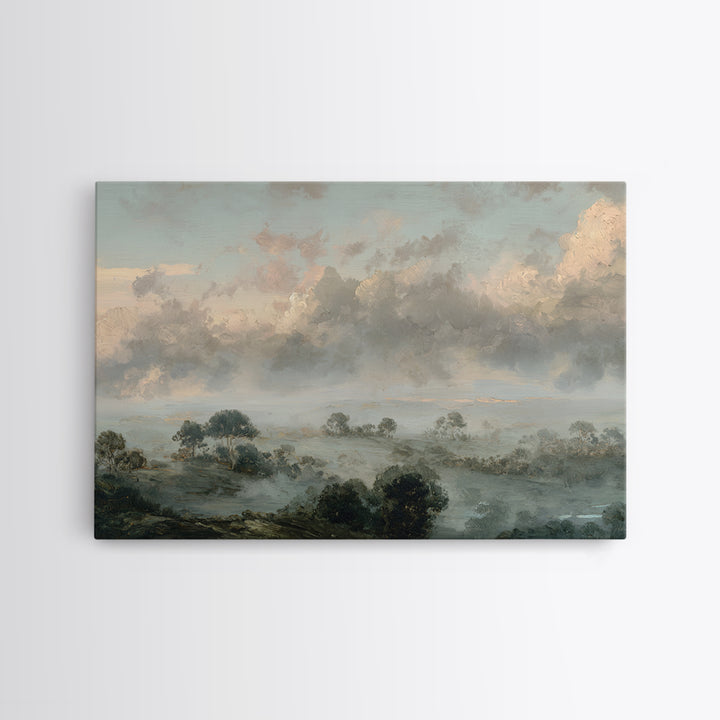 Romantic Cloudscape with Blush and Cream Tones Canvas Print, General Fine Art, Canvas Wall Art, Living Room Decor, Abstract Art, GEN-3x2-94