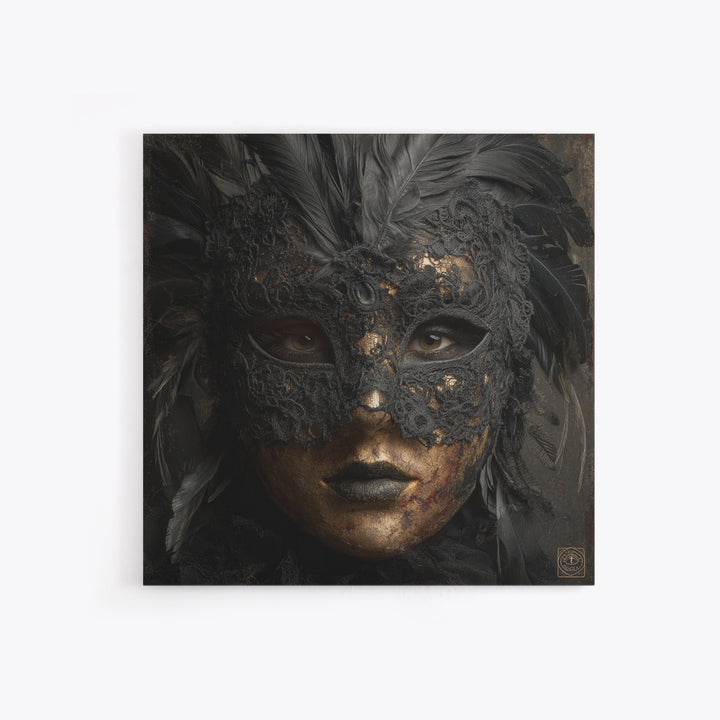 Phantom Ballroom Mask Framed Canvas Print, Gothic Art, Gothic Wallpaper, Living Room Decor, Watercolor Art, Gothic, GOT-1x1-24