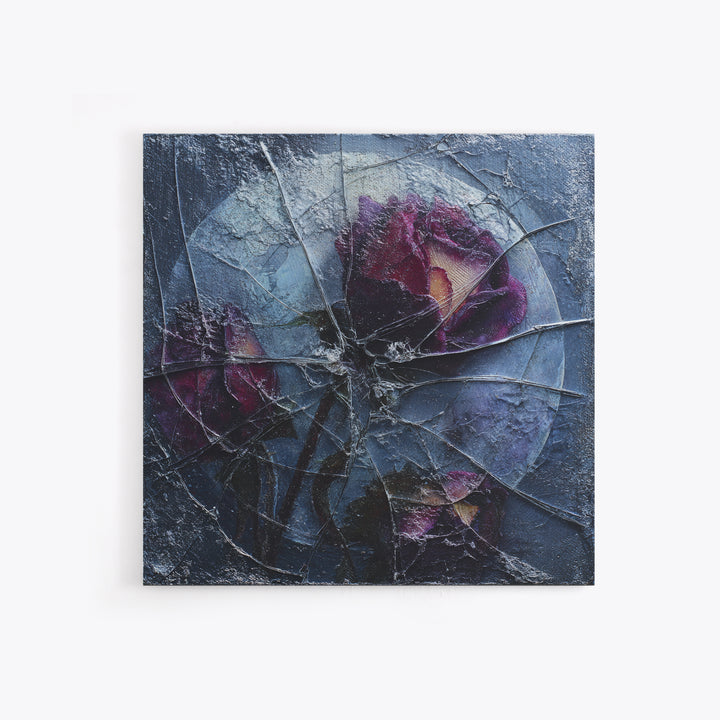 Cracked Mirror Reflecting Moon and Roses Framed Canvas Print, Gothic Art, Witchy Decor, Living Room Decor, Fine Art, Gothic, GOT-1x1-47