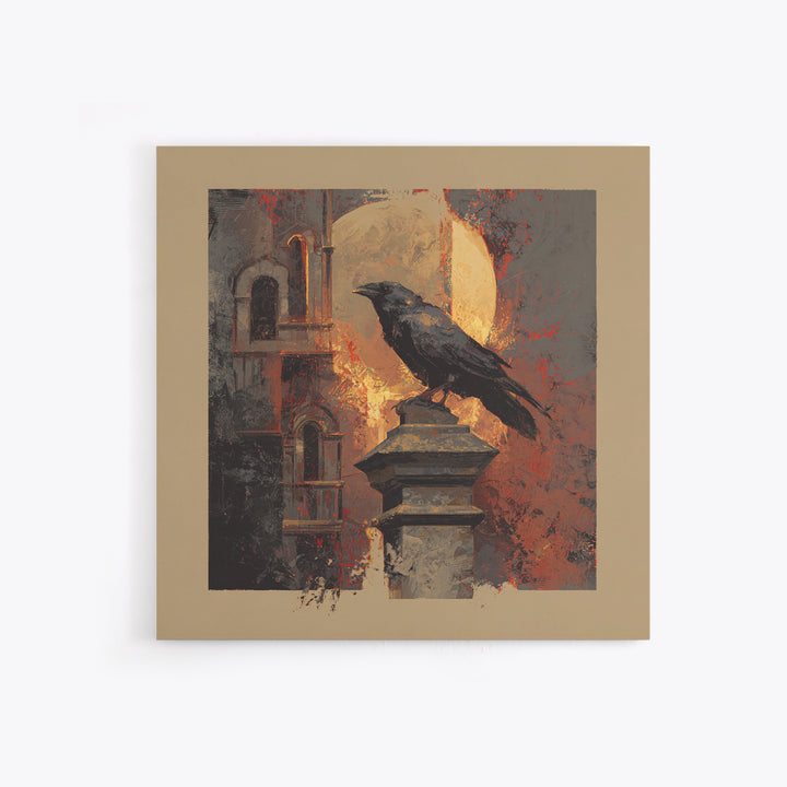 Raven on a Cathedral Gargoyle Canvas Print, Gothic Art, Neutral Decor, Living Room Decor, Fine Art, Gothic, Home Decor, GOT-1x1-49