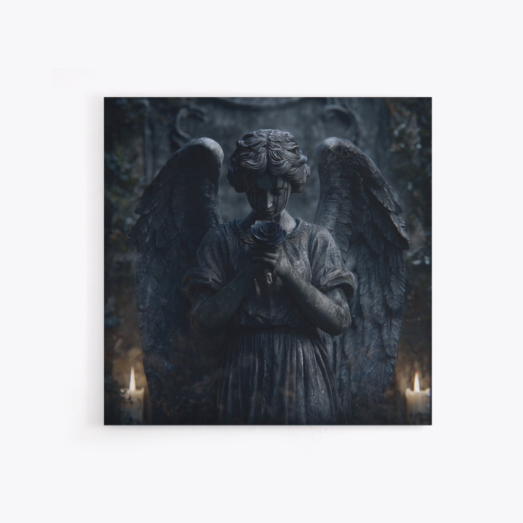 Weeping Angel Statue Framed Canvas Print, Gothic Art, Gothic Decor, Living Room Decor, Fine Art, Gothic, Canvas Painting, GOT-1x1-56
