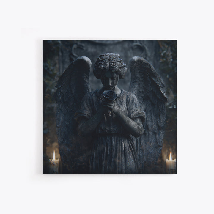 Weeping Angel Statue Framed Canvas Print, Gothic Art, Gothic Decor, Living Room Decor, Fine Art, Gothic, Canvas Painting, GOT-1x1-56