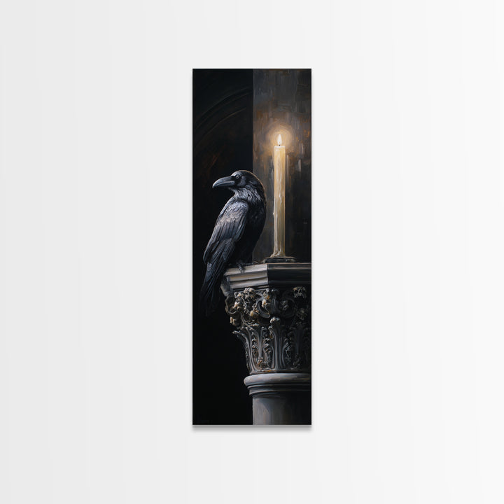 Raven on a Cathedral Gargoyle Canvas Print, Gothic Art, Fine Art Print, Living Room Decor, Fine Art, Gothic, Halloween Decor, GOT-1x3-13