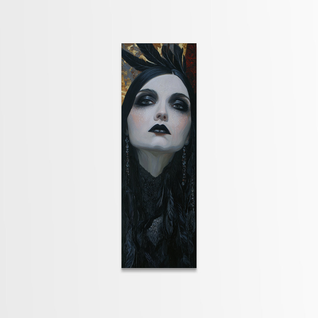 Vampire Inspired Portrait with Pale Skin and Canvas Print, Gothic Art, Canvas Painting, Living Room Decor, Fine Art, Gothic, GOT-1x3-22