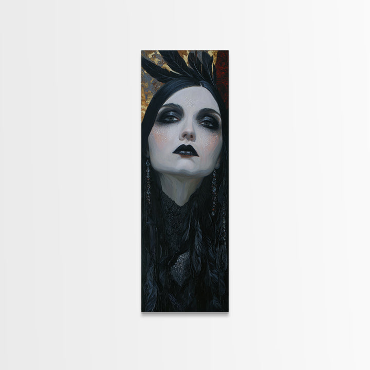 Vampire Inspired Portrait with Pale Skin and Canvas Print, Gothic Art, Canvas Painting, Living Room Decor, Fine Art, Gothic, GOT-1x3-22