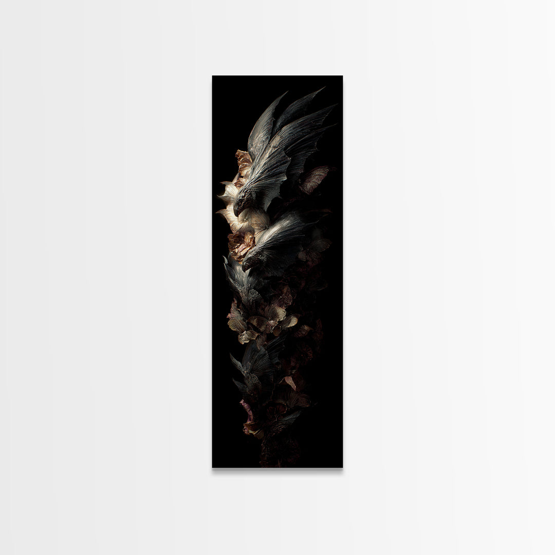 Bat Wings Forming a Dark Ornamental Pattern Canvas Print, Gothic Art, Printable Wall Art, Living Room Decor, Fine Art, Gothic, GOT-1x3-43