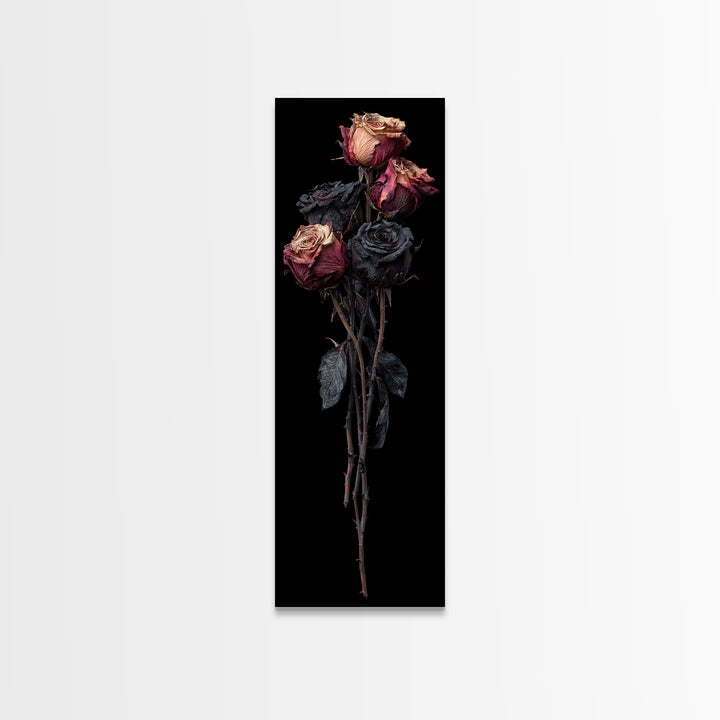 Black Rose Bouquet Framed Canvas Print, Gothic Art, Dark Academia Art, Living Room Decor, Fine Art, Gothic, Boho Decor, GOT-1x3-87