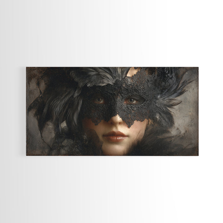 Phantom Ballroom Mask Framed Canvas Print, Gothic Art, Fine Art Print, Living Room Decor, Fine Art, Gothic, Halloween Decor, GOT-2x1-20