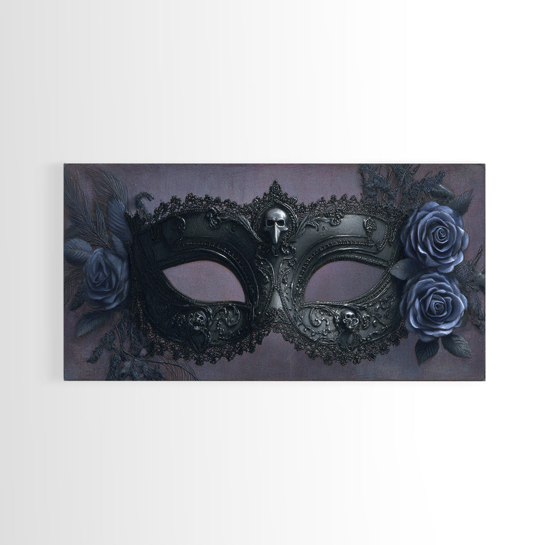 Phantom Ballroom Mask Canvas Print, Gothic Art, Textured Painting, Living Room Decor, Abstract Art, Gothic, Original Painting, GOT-2x1-44
