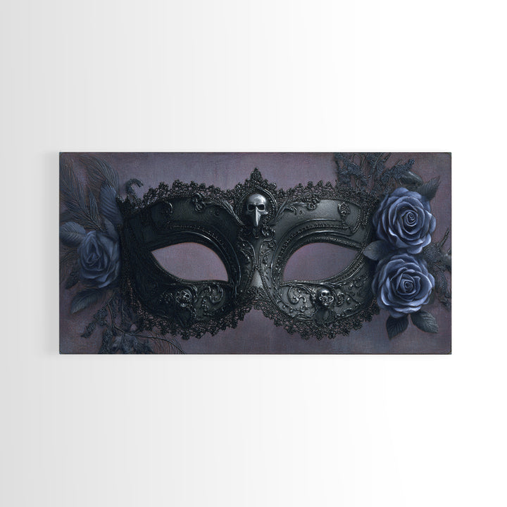 Phantom Ballroom Mask Canvas Print, Gothic Art, Textured Painting, Living Room Decor, Abstract Art, Gothic, Original Painting, GOT-2x1-44