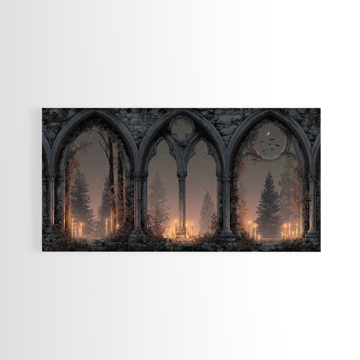 Gothic Archway Filled Framed Canvas Print, Gothic Art, Gothic Home Decor, Living Room Decor, Gothic, Gothic Wall Decor, GOT-2x1-55