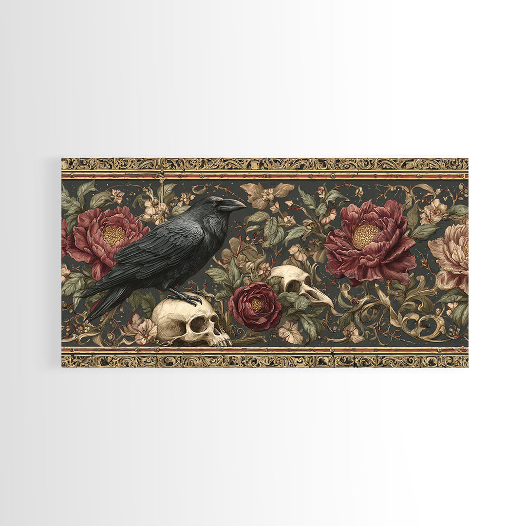 Medieval Illuminated Border Framed Canvas Print, Gothic Art, Whimsigoth Decor, Living Room Decor, Gothic, Witchy Home Decor, GOT-2x1-84