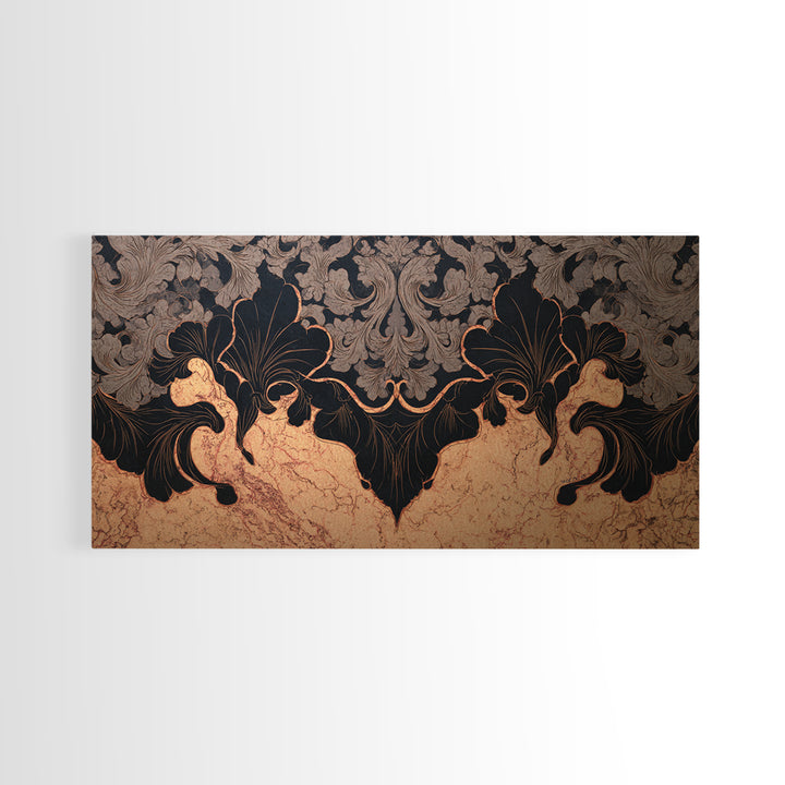 Bat Wings Forming a Dark Ornamental Pattern Framed Canvas Print, Gothic Art, Witchy Decor, Living Room Decor, Fine Art, Gothic, GOT-2x1-99