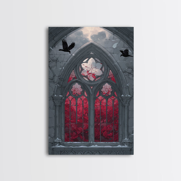 Gothic Cathedral Window Framed Canvas Print, Gothic Art, Contemporary Art, Living Room Decor, Fine Art, Gothic, Art Nouveau, GOT-2x3-34