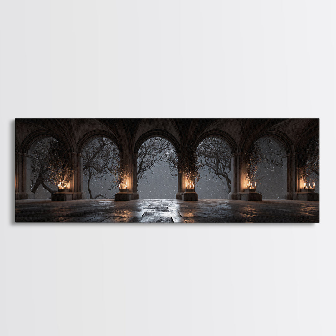 Gothic Archway Filled Canvas Print, Gothic Art, Gallery Decor, Living Room Decor, Fine Art, Gothic, Contemporary Art, GOT-3x1-3
