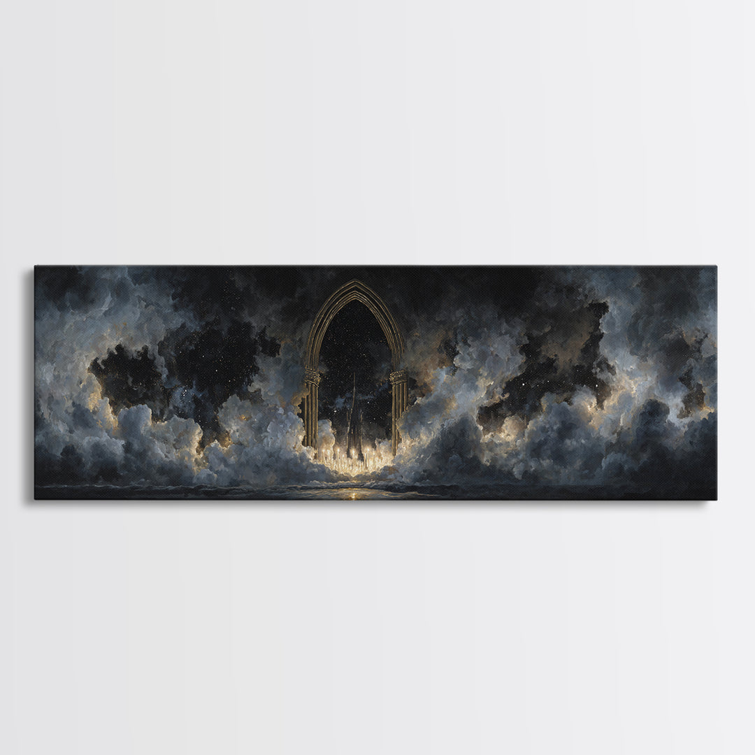 Gothic Archway Filled Canvas Print, Gothic Art, Gothic Decor, Living Room Decor, Gothic, Canvas Painting, Gothic Wallpaper, GOT-3x1-75