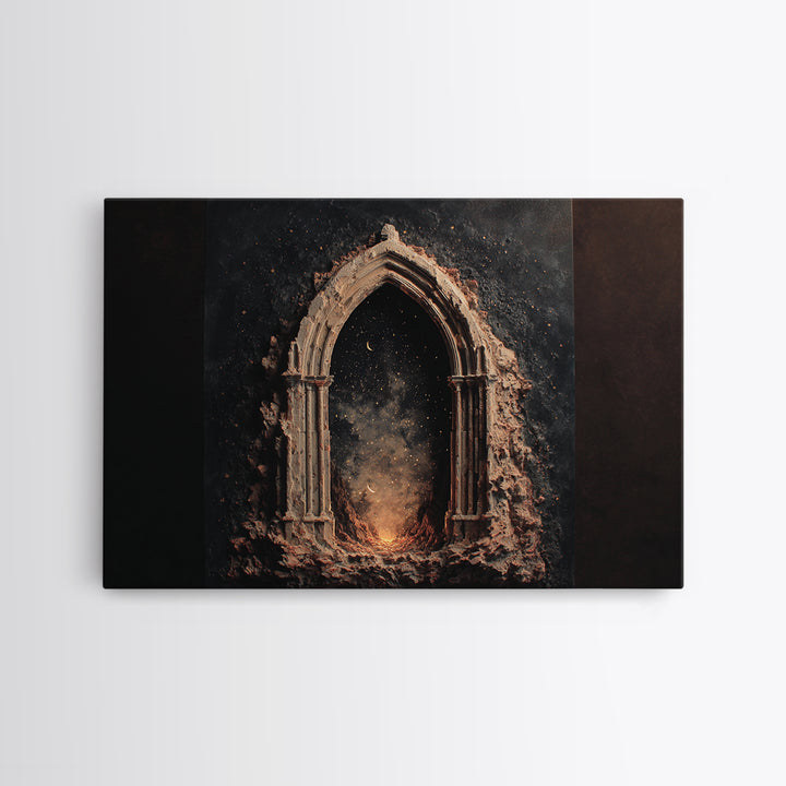 Gothic Archway Filled Framed Canvas Print, Gothic Art, Original Painting, Living Room Decor, Fine Art, Gothic, Canvas Painting, GOT-3x2-15