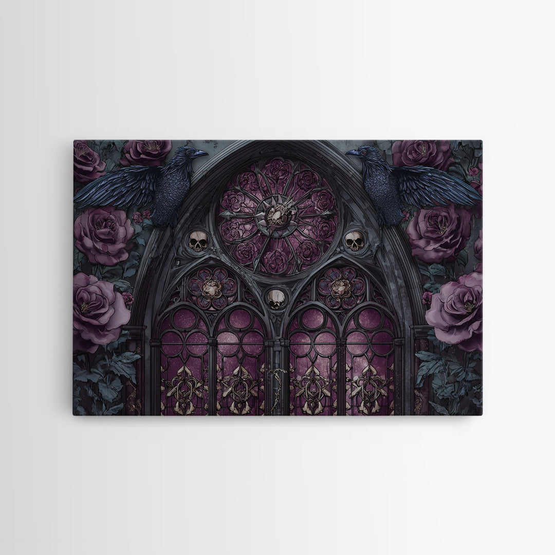 Gothic Cathedral Window Canvas Print, Gothic Art, Dark Academia Decor, Living Room Decor, Fine Art, Gothic, Black and White Art, GOT-3x2-30