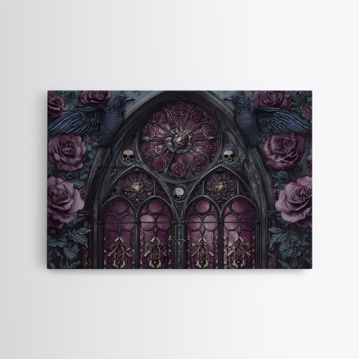Gothic Cathedral Window Canvas Print, Gothic Art, Dark Academia Decor, Living Room Decor, Fine Art, Gothic, Black and White Art, GOT-3x2-30