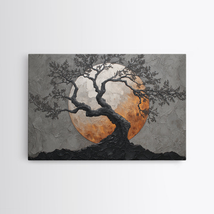 Silver Moon over Twisted Black Trees Canvas Print, Gothic Art, Living Room Decor, Oil Painting, Gothic, Modern Decor, GOT-3x2-37