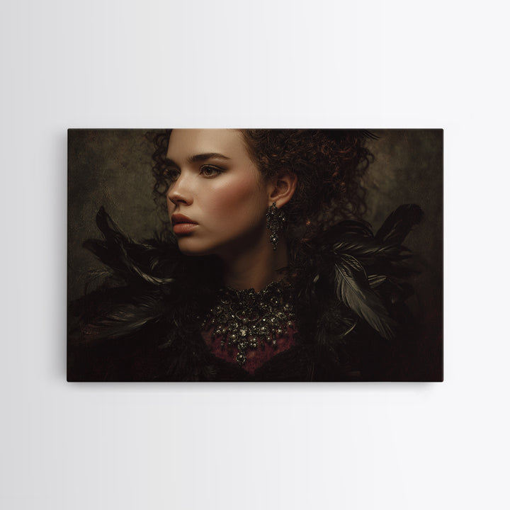 Vampire Inspired Portrait with Pale Skin and Canvas Print, Gothic Art, Canvas Tote Bag, Living Room Decor, Fine Art, Gothic, GOT-3x2-62