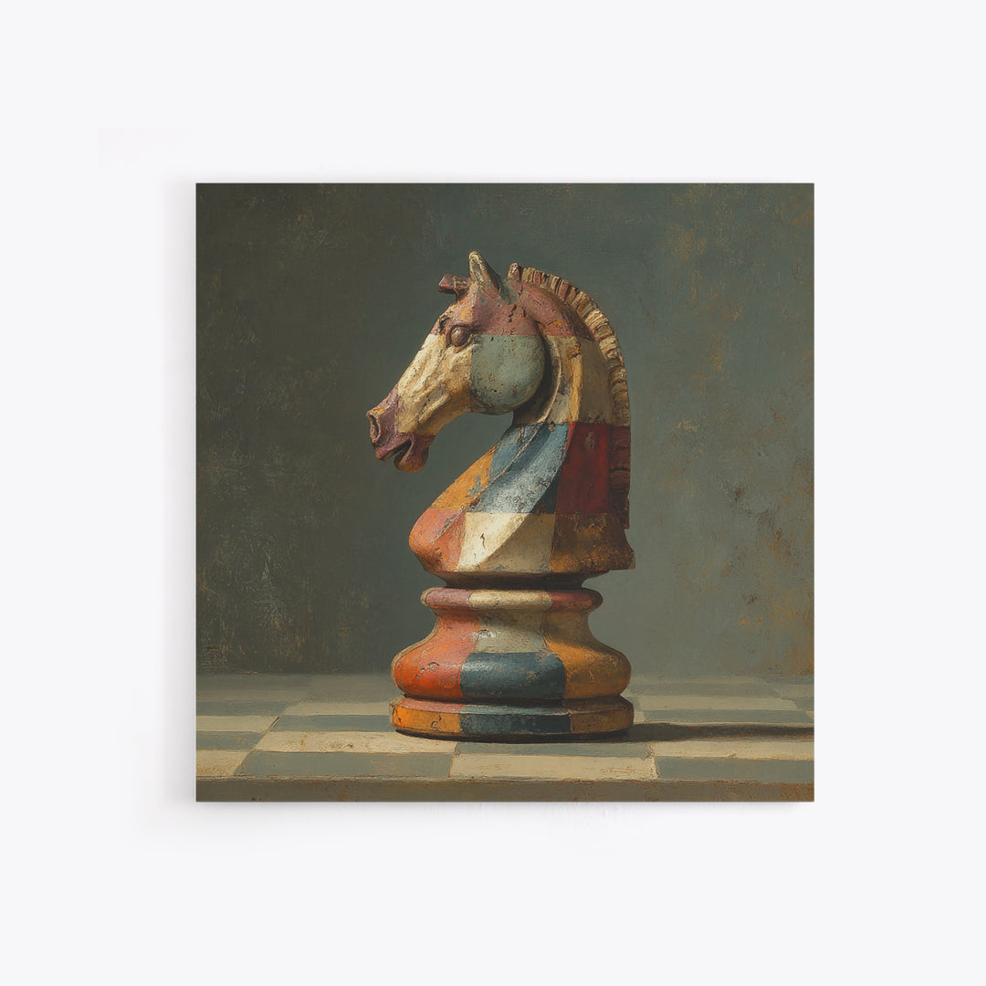 Chess Knight Piece Framed Canvas Print, Game Room Art, Fine Art Print, Game Room Decor, Fine Art, Play, Wall Decor, GRA-1x1-29