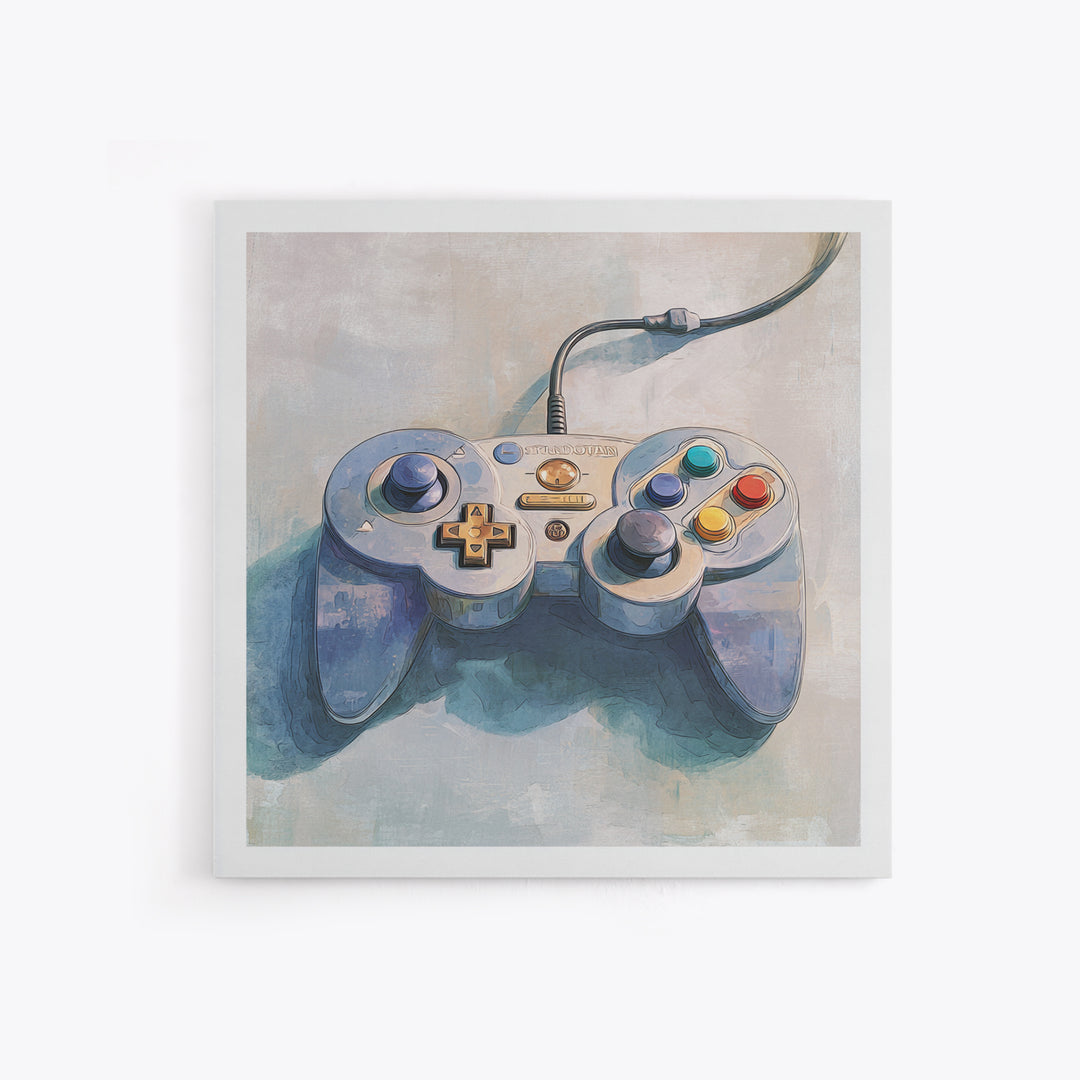 Old School Game Controller Canvas Print, Game Room Art, Girly Wall Art, Game Room Decor, Oil Painting, Play, Luxury Decor, GRA-1x1-30