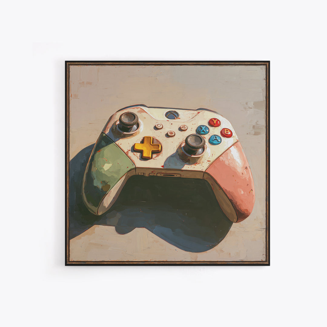 Old School Game Controller Canvas Print, Game Room Art, Girly Wall Art, Game Room Decor, Oil Painting, Play, Luxury Decor, GRA-1x1-54
