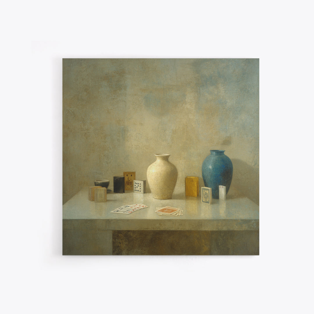 Blackjack Table Still Life Without Words Framed Canvas Print, Game Room Art, Playroom Wall Decor, Game Room Decor, Play, GRA-1x1-68