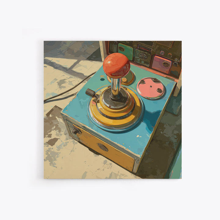 Retro Arcade Joystick Framed Canvas Print, Game Room Art, Art Print, Game Room Decor, Watercolor Art, Play, Canvas Art, GRA-1x1-73