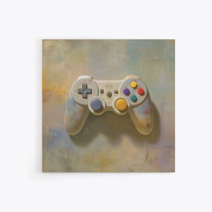 Old School Game Controller Framed Canvas Print, Game Room Art, Gallery Decor, Game Room Decor, Fine Art, Play, Contemporary Art, GRA-1x1-78