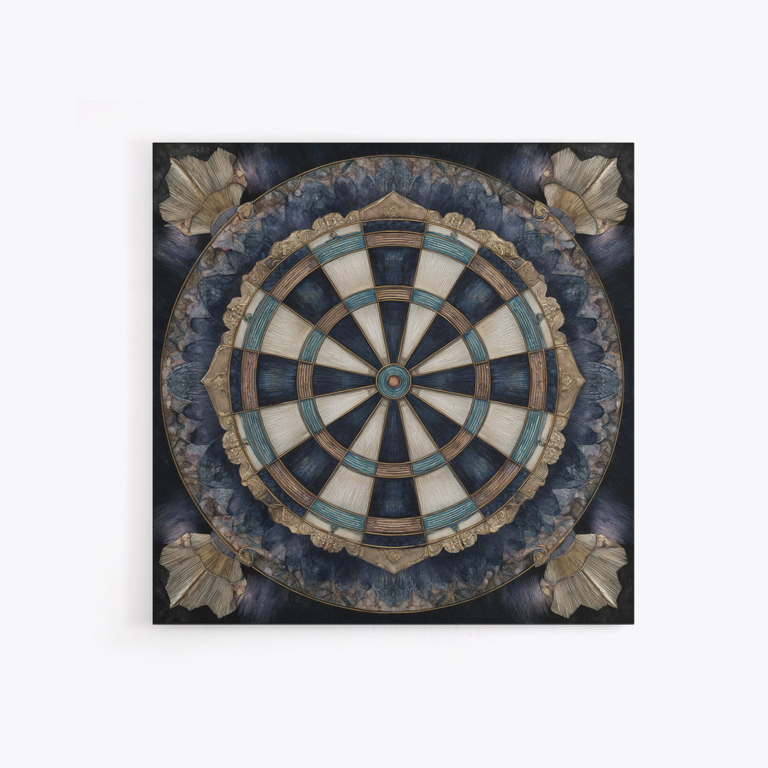 Dartboard Bullseye with Dynamic Motion Framed Canvas Print, Game Room Art, Black Art, Game Room Decor, Fine Art, Play, GRA-1x1-8