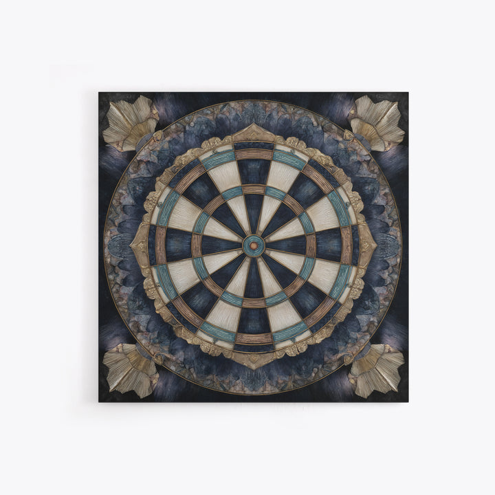 Dartboard Bullseye with Dynamic Motion Framed Canvas Print, Game Room Art, Black Art, Game Room Decor, Fine Art, Play, GRA-1x1-8