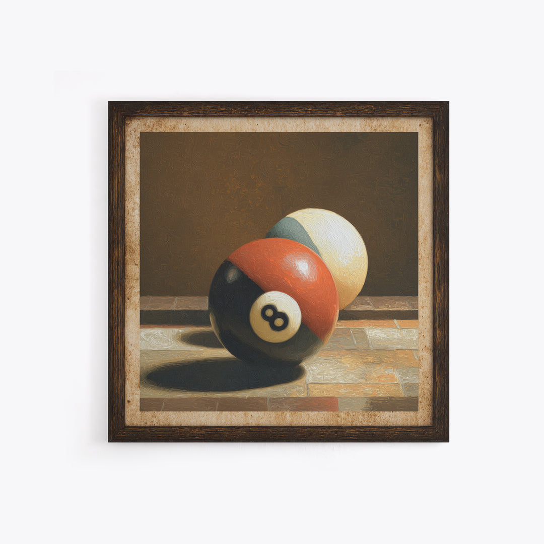 Billiards Eight Ball Canvas Print, Game Room Art, Boho Decor, Game Room Decor, Fine Art, Play, Classroom Decor, Original Art, GRA-1x1-98
