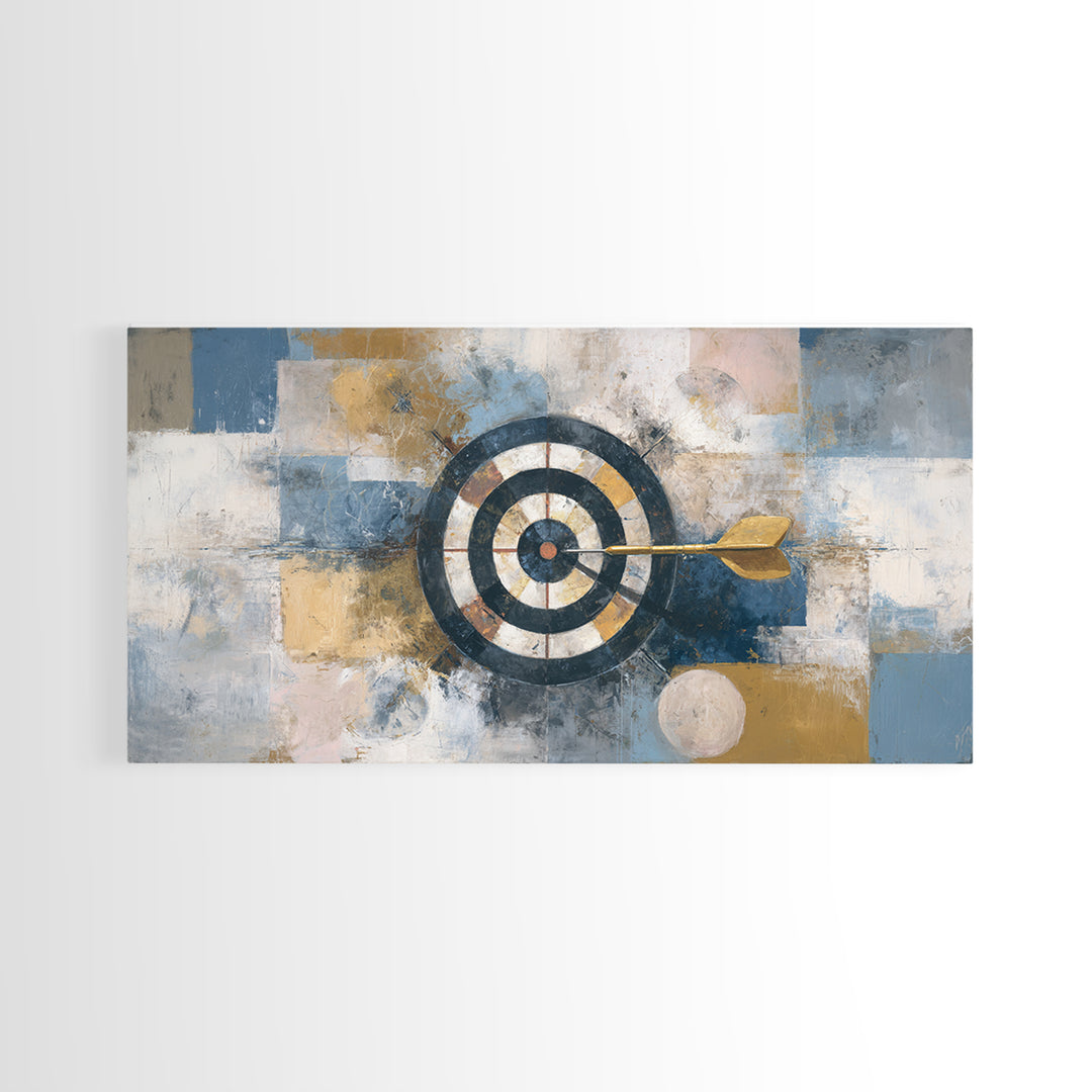 Dartboard Bullseye with Dynamic Motion Framed Canvas Print, Game Room Art, Pop Art, Game Room Decor, Play, Fine Art Print, GRA-2x1-100