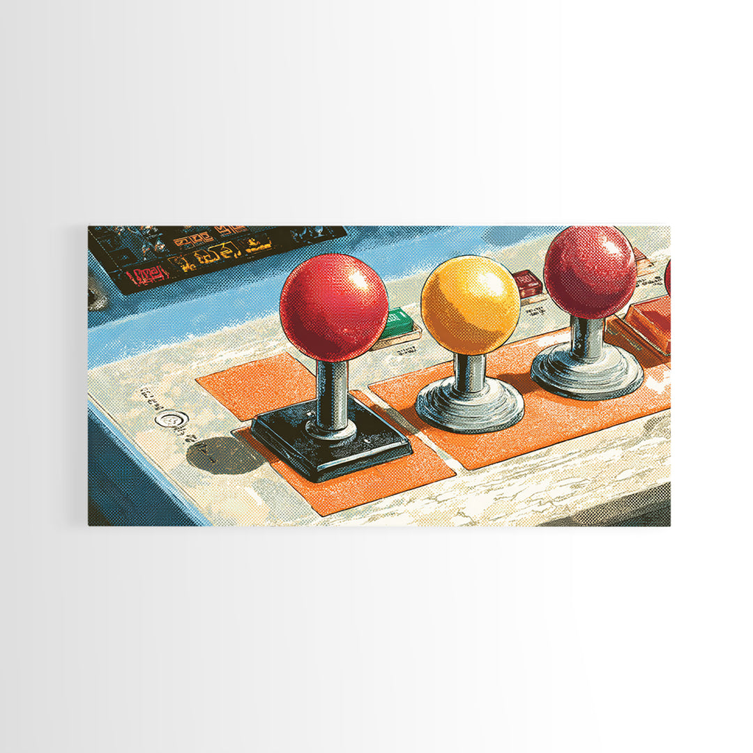 Retro Arcade Joystick Canvas Print, Game Room Art, Wall Art, Game Room Decor, Oil Painting, Play, Bedroom Wall Art, GRA-2x1-21