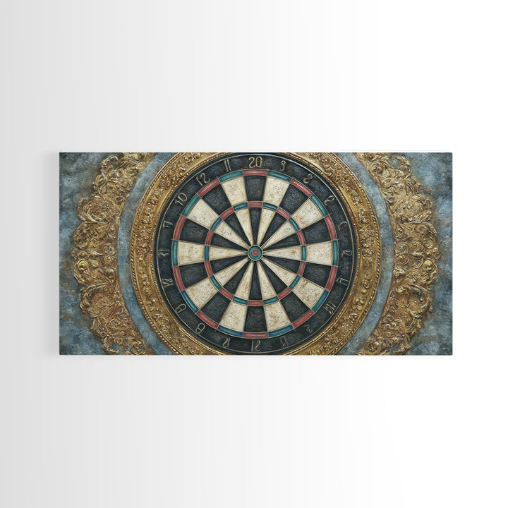 Dartboard Bullseye with Dynamic Motion Framed Canvas Print, Game Room Art, Minimalist Decor, Game Room Decor, Fine Art, Play, GRA-2x1-28