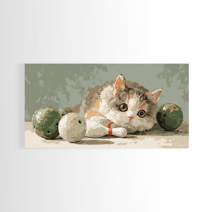 Bowling Ball and Pins Framed Canvas Print, Game Room Art, Art Print, Game Room Decor, Fine Art, Play, Canvas Art, Black Art, GRA-2x1-34
